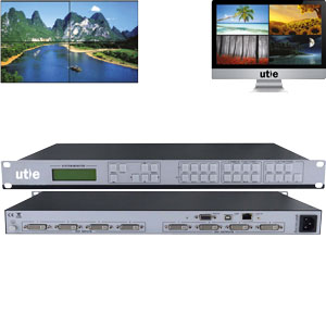 Der MultiViewer VP44 ist ein Videoprozessor der zum einen Bilder von 4 Computern auf einen Display darstellen kann. Darüber hinaus verfügt der MultiViewer VP44 über eine klassische Videowall-Funktion, die es Ihnen ermöglicht ein Videobild auf 4 Displays