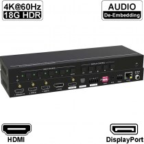 Uh-41: 4K60 18G 4x1 HDMI/ DP Umschalter mit Audio De-Embedding